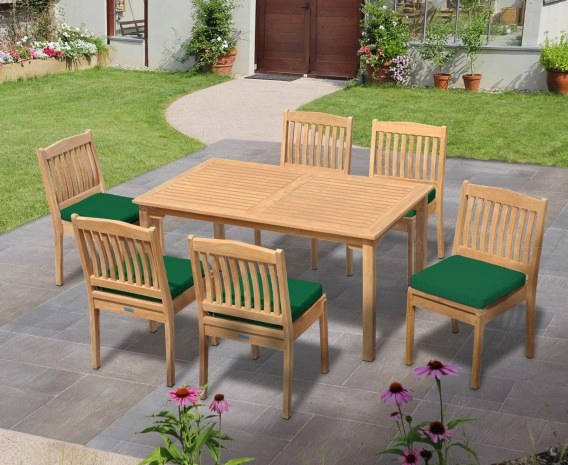 Teak Dining Set with Sandringham 6 Seater Table & Hilgrove Stacking Chairs