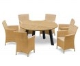 Disk Teak and Steel Round Table 1.5m & 6 Riviera Armchairs