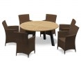 Disk Teak and Steel Round Table 1.5m & 6 Riviera Armchairs