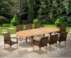 Brompton 8 Seater Extending Table 1.8m-2.4m and St. Tropez Rattan Stacking Chairs Set