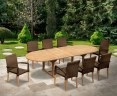 Brompton 8 Seater Extending Table 1.8m-2.4m and St. Tropez Rattan Stacking Chairs Set