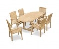 Bali Bijou Teak Extending Garden Dining Set with 6 Stacking Chairs