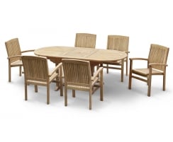 Bali Bijou Teak Extending Garden Dining Set with 6 Stacking Chairs