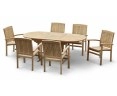Brompton Teak Extending Garden Dining Set with 6 Stacking Chairs