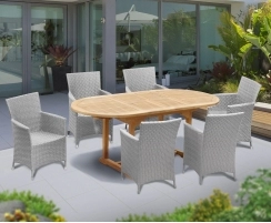 Brompton Bijou Double Leaf Extendable Table and Riviera Armchairs Set
