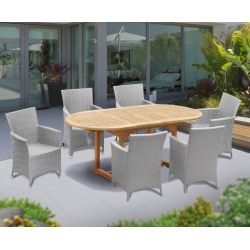 Brompton Bijou Double Leaf Extendable Table and Riviera Armchairs Set