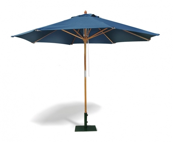 Superb Quality Hardwood Garden Parasol Umbrella 3M Wide-Navy Blue 
