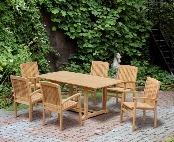 Hilgrove Rectangular 1.8m Table & 6 Bali Stacking Chairs Teak Set