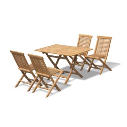 Chester Rectangular Folding Dining Set with 4 Low Back Dining Chairs