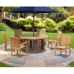 Titan 6 Seater Round Table 1.5m & Bali Stacking Armchairs