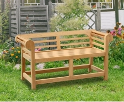 Teak Lutyens-Style Garden Bench, Low Back - 1.35m