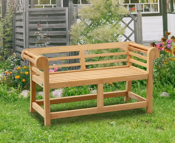 Teak Lutyens-Style Garden Bench, Low Back - 1.35m