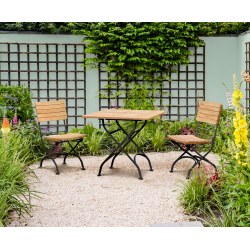 Teak Bistro Square Table 0.8m & 2 Side Chairs Set