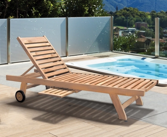 Wooden Sun Lounger, Reclining, Teak