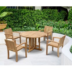 Berrington Drop Leaf Table 1.2m and 4 Monaco Stacking Chairs
