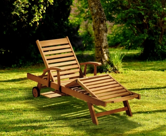 Luxury Teak Sun Lounger with arms