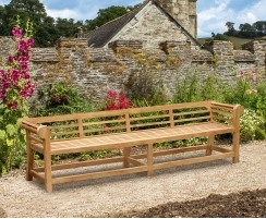 Teak Lutyens-Style Garden Bench, Low Back - 2.7m