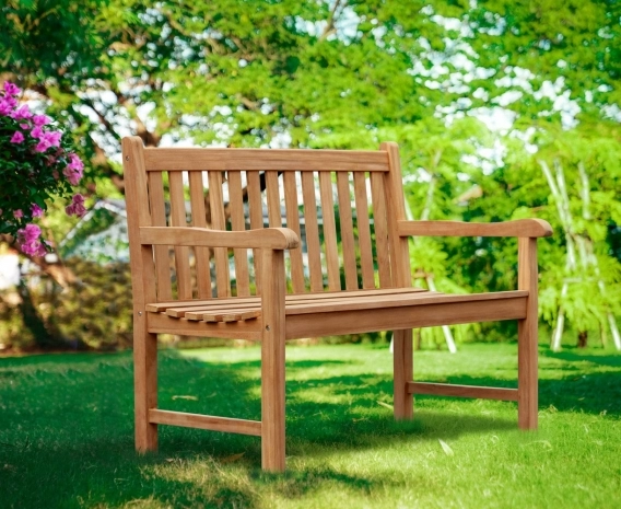 York Teak Garden Bench, Flat Pack - 1.2m