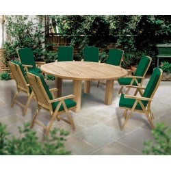 Titan Round 1.8m Table with 8 Recliners Teak Dining Set
