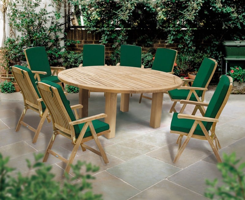 Titan Round Table With 8 Recliners, 8 Seater Round Garden Dining Table And Chairs Set
