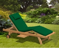 Luxury Sun Lounger with cushion, Teak