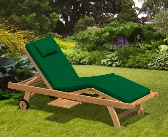 Luxury Sun Lounger with cushion, Teak