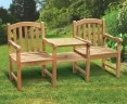 Clivedon Vista Teak Companion Seat, Jack and Jill Bench