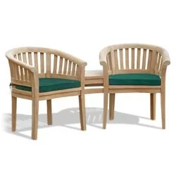 Jack and Jill Benches | Teak Companion Benches | Garden Love Benches