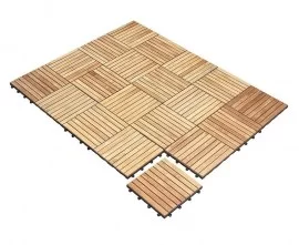 Teak Interlocking Decking Tiles | Wooden Mosaic Garden Decking Tiles