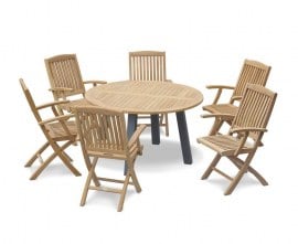 Disk Teak and Metal Dining Sets | Metal and Teak Dining Tables