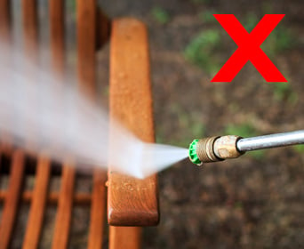 we recommend against pressure washing teak furniture